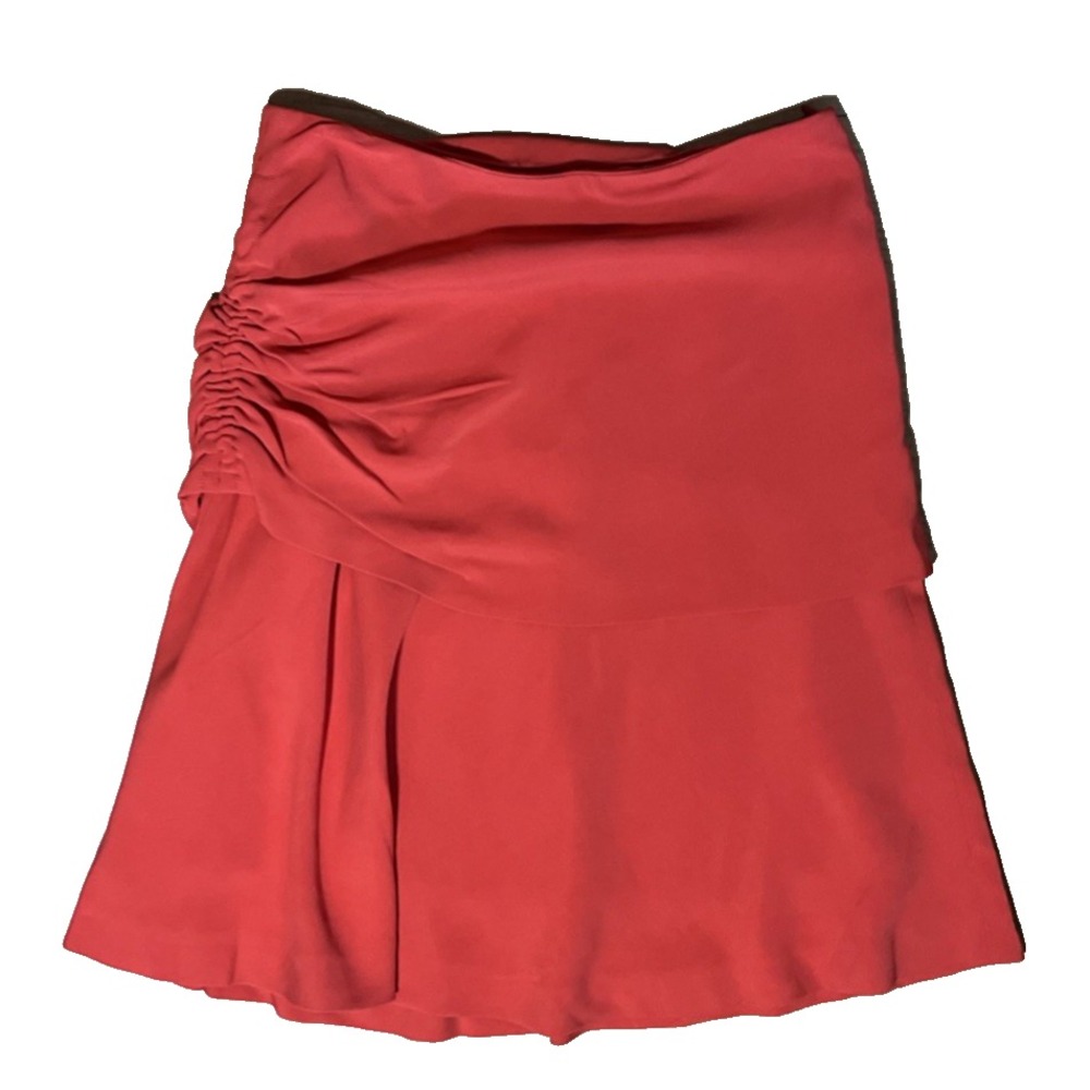 Massimo Dutti Mini Skirt Tiered Ruched Women's 4 solid orange